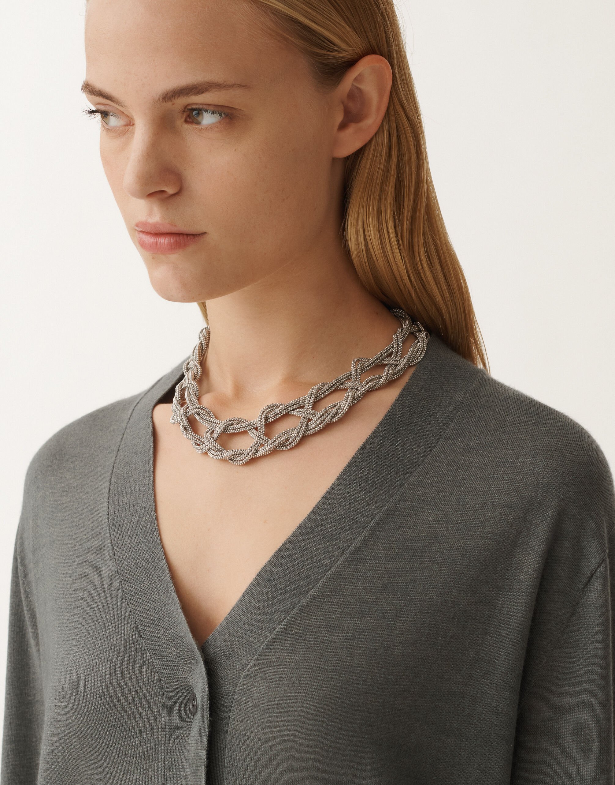 Fabiana Filippi Diamond wire crochet necklace, nickel SILVER BXD265A947L2690000