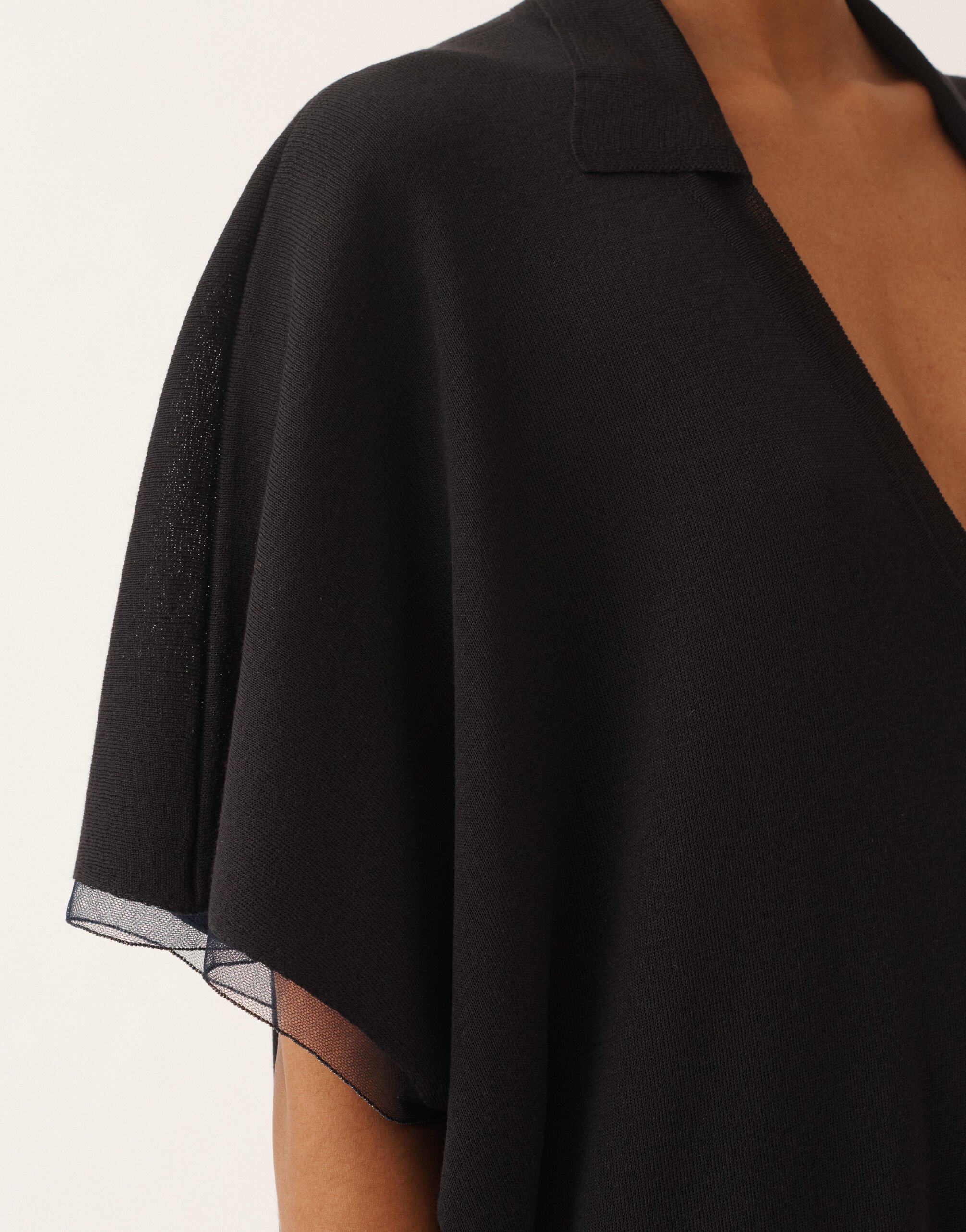 Fabiana Filippi Kaftán de viscosa resplandeciente en azul medianoche AZUL MEDIANOCHE ABD276F604M1090000