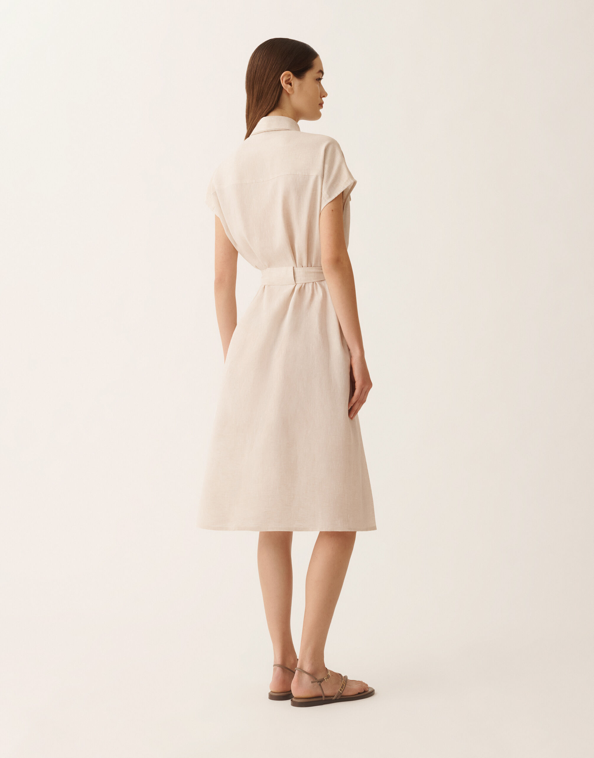 Sahariana dress in natural linen canvas for Women | Fabiana Filippi®
