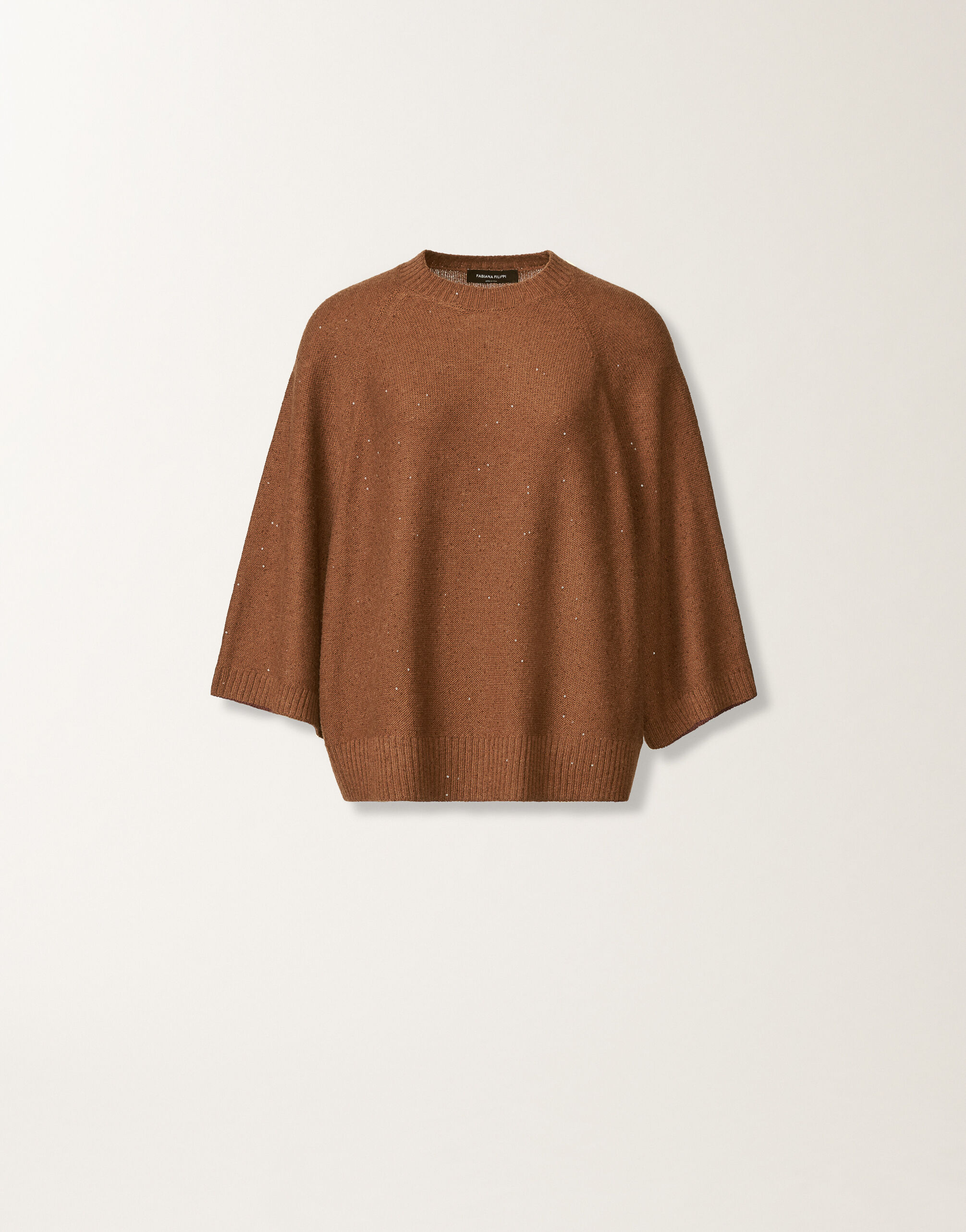 Fabiana Filippi Wool and silk cape with sequins, mahogany BROWN MAD215F067D2960000