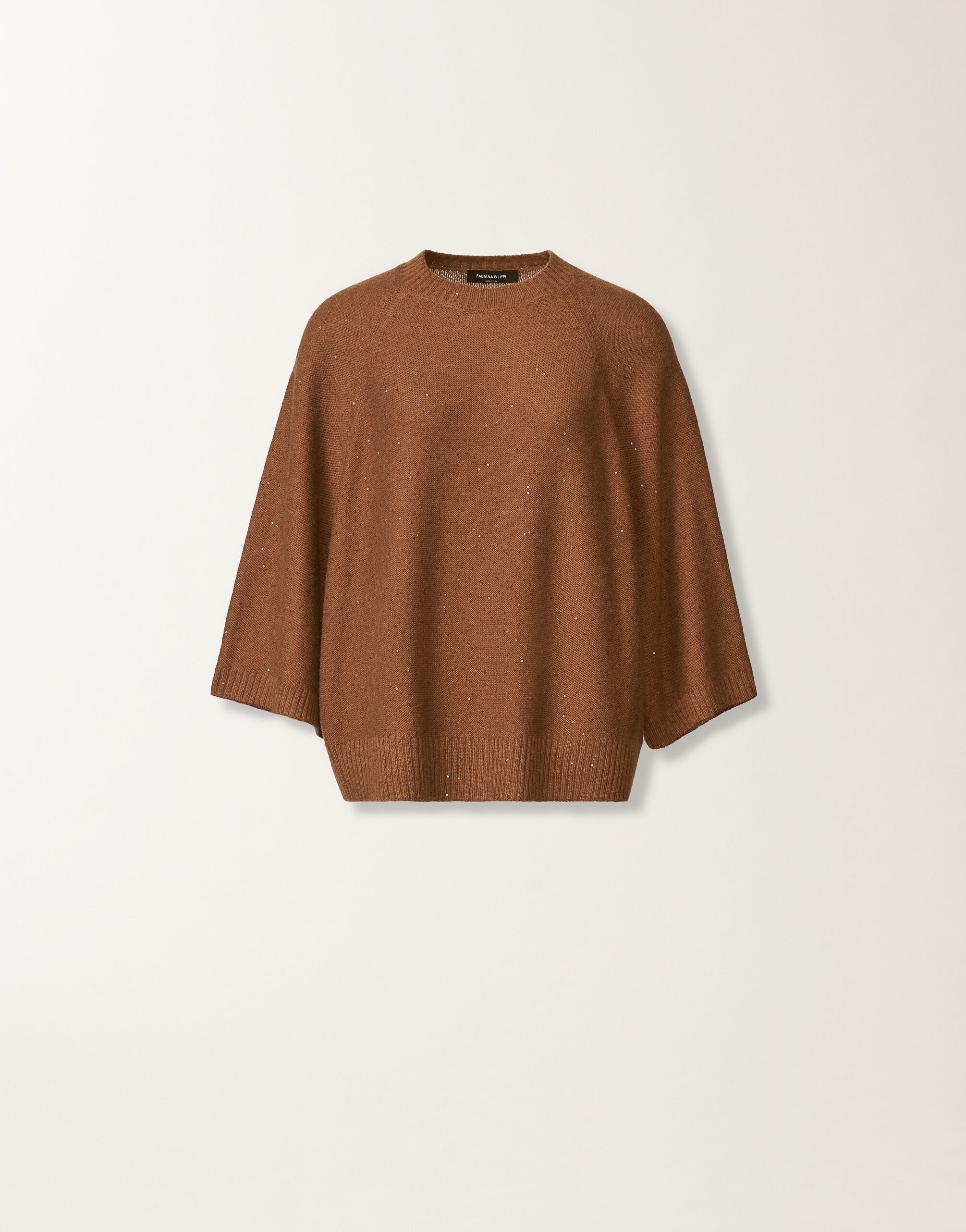 Fabiana Filippi Wool and silk cape with sequins, mahogany BROWN MAD215F067D2960000