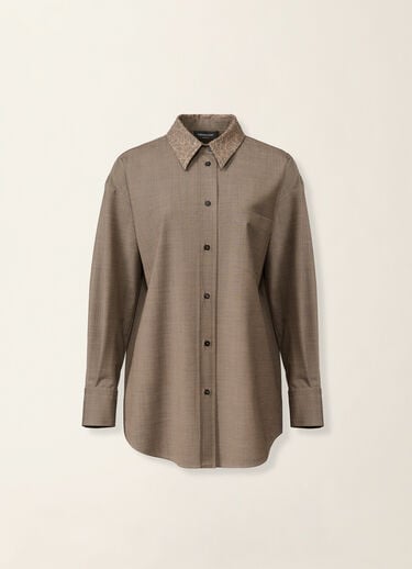 Fabiana Filippi Boyfriend shirt in bi-stretch fresco wool, falcon Falcon CAD226F416M4140000