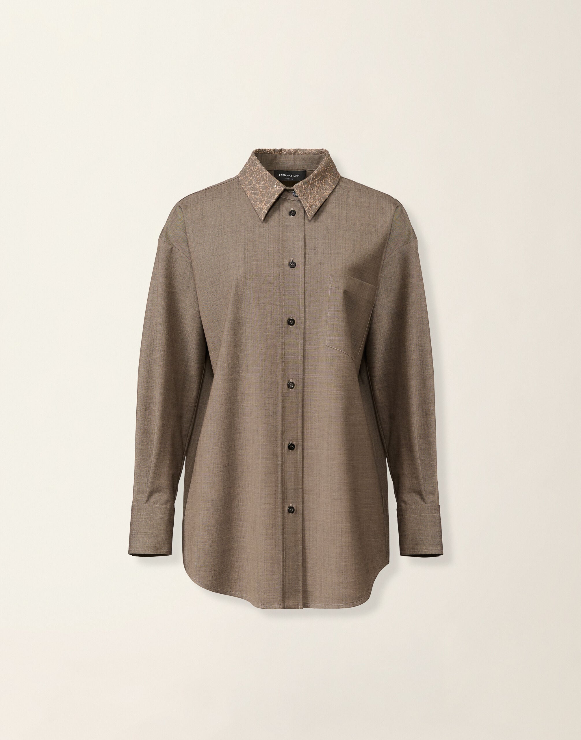 Fabiana Filippi Boyfriend shirt in bi-stretch fresco wool, falcon Falcon CAD226F416M4140000