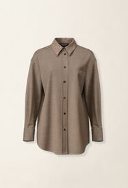 Boyfriend shirt in bi-stretch fresco wool, falcon Fabiana Filippi Boyfriend shirt in bi-stretch fresco wool, falcon Falcon CAD226F416M4140000