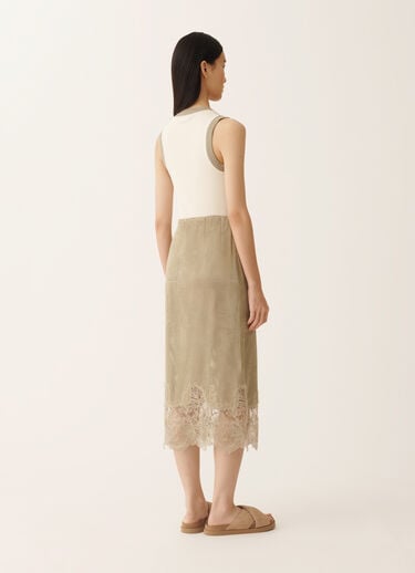 Pencil skirt in perforated suede, khaki Fabiana Filippi Pencil skirt in perforated suede, khaki KHAKI PLD276F719M1140000