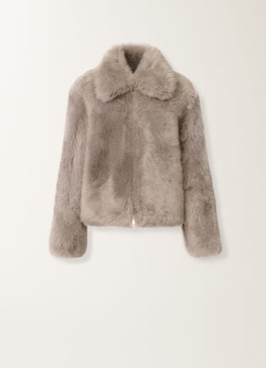 Fabiana Filippi Brushed shearling coat, rock Grey PLD225F713L6470000