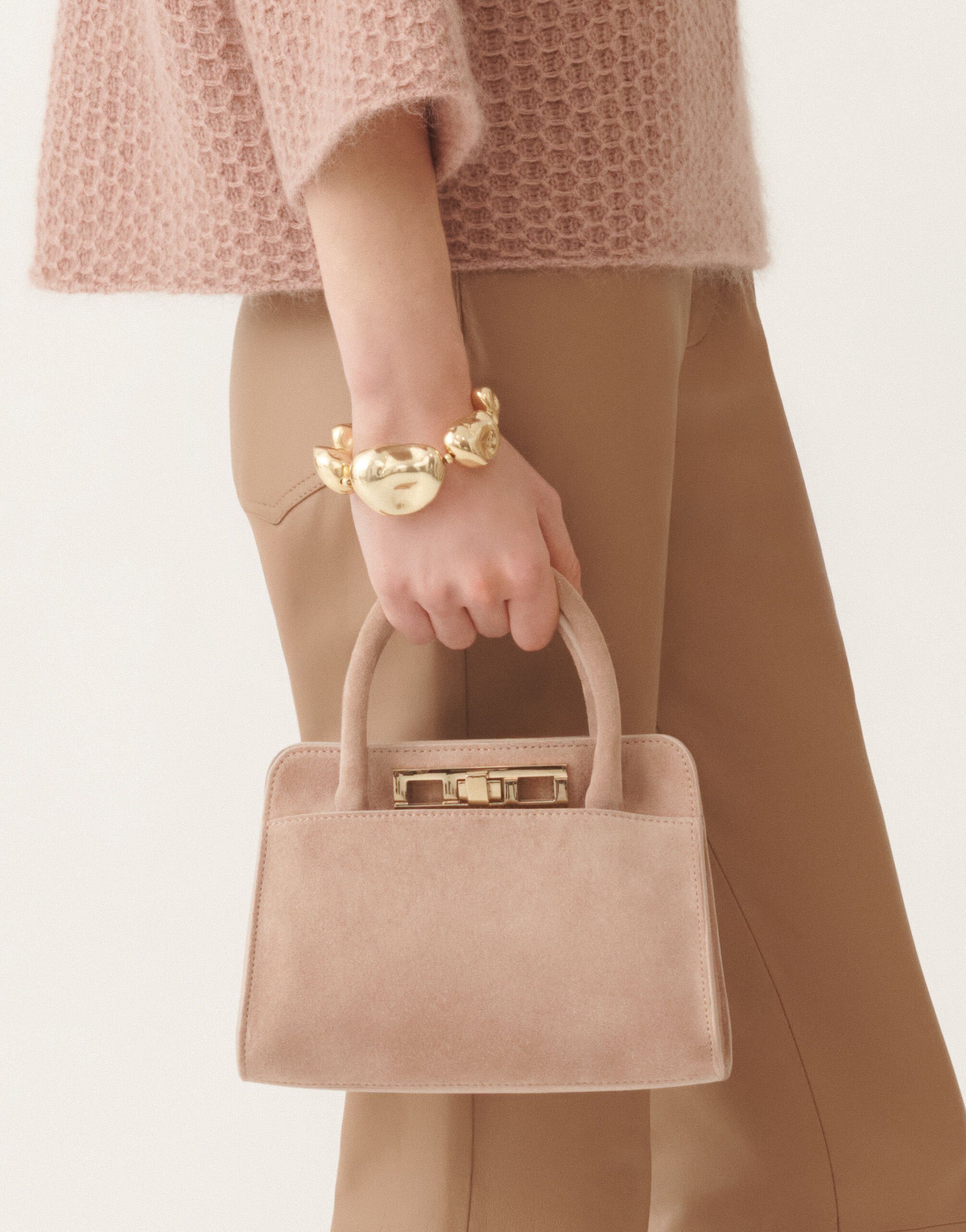 Fabiana Filippi Small suede handbag, smoke pink PINK BGD215A853L8070000