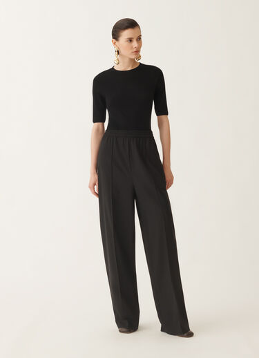 Fabiana Filippi Jogger trousers in bi-stretch fresco wool, black rock Black PAD215F353D6200000