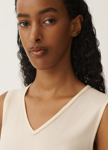 Fabiana Filippi Stretch sablé vest top, vanilla WHITE TPD265F773L2350000
