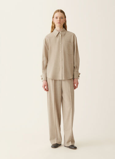 Fabiana Filippi Long flannel shirt, greige Greige CAD226F693D1860000
