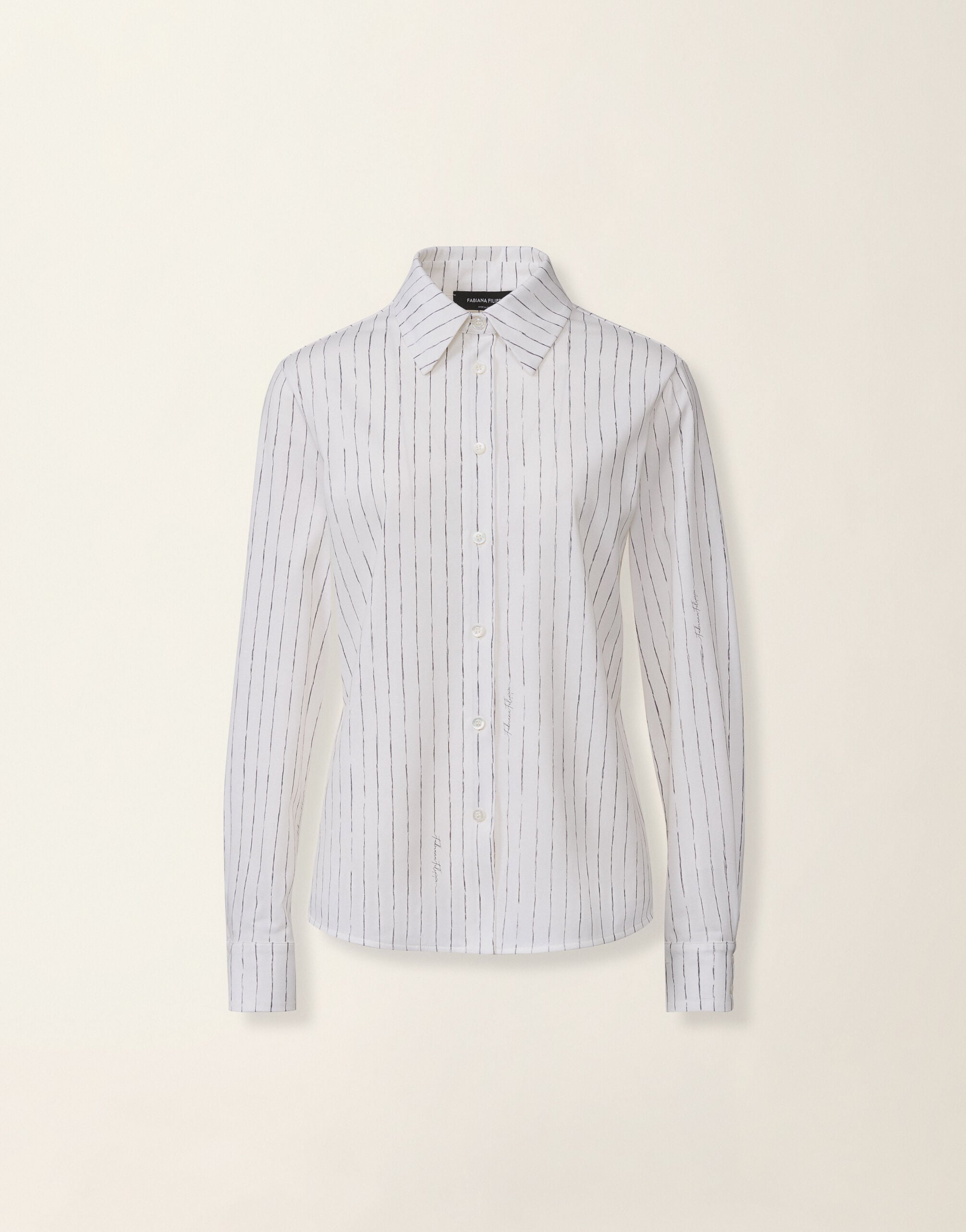 Pinstripes Signature printed jersey shirt, silk white Fabiana Filippi Pinstripes Signature printed jersey shirt, silk white Silk white CAD226F233M4620000