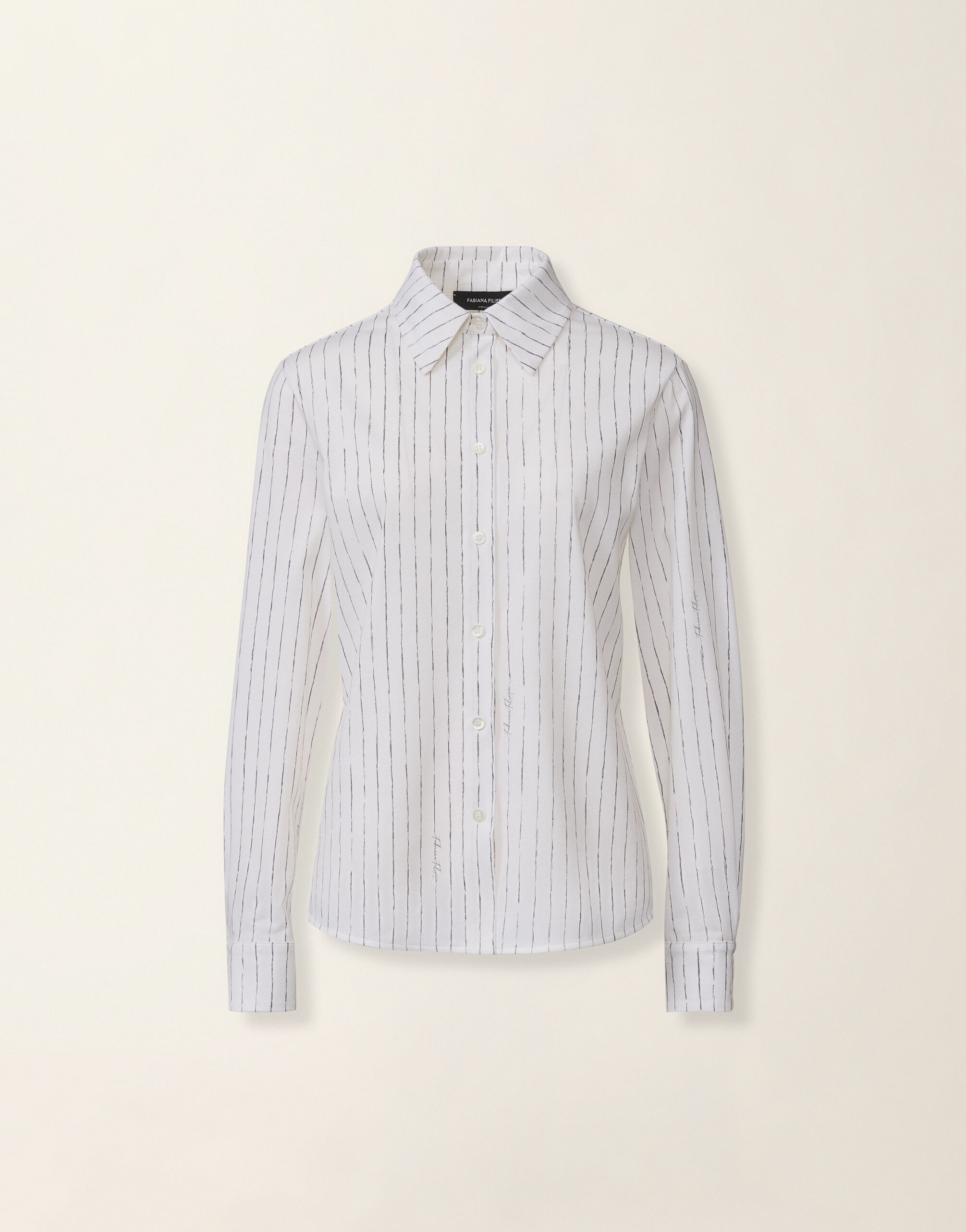 Pinstripes Signature printed jersey shirt, silk white Fabiana Filippi Pinstripes Signature printed jersey shirt, silk white Silk white CAD226F233M4620000
