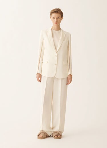 Übergroße Jacke aus fließendem Leinen und Viskose, butterfarben Fabiana Filippi Übergroße Jacke aus fließendem Leinen und Viskose, butterfarben BUTTER GCD276F218M1480000