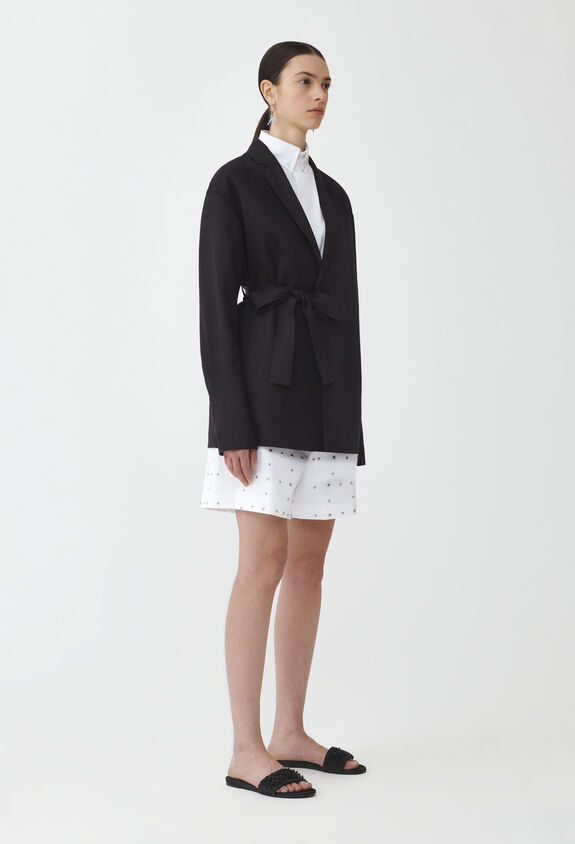 Fabiana Filippi LINEN CLOTH JACKET WITH BOW DETAIL BLACK GCD274F543D6610000