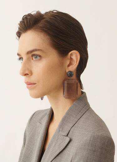 Rectangular earrings in plexiglass and filo diamante, smoky Fabiana Filippi Rectangular earrings in plexiglass and filo diamante, smoky Gray BXD266A852M0240000