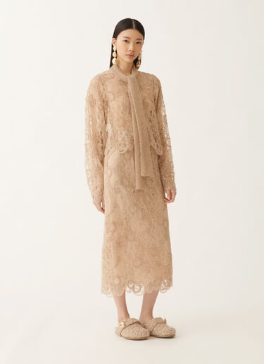 Fabiana Filippi Macramé lace skirt, maple BEIGE GND215F417L5540000