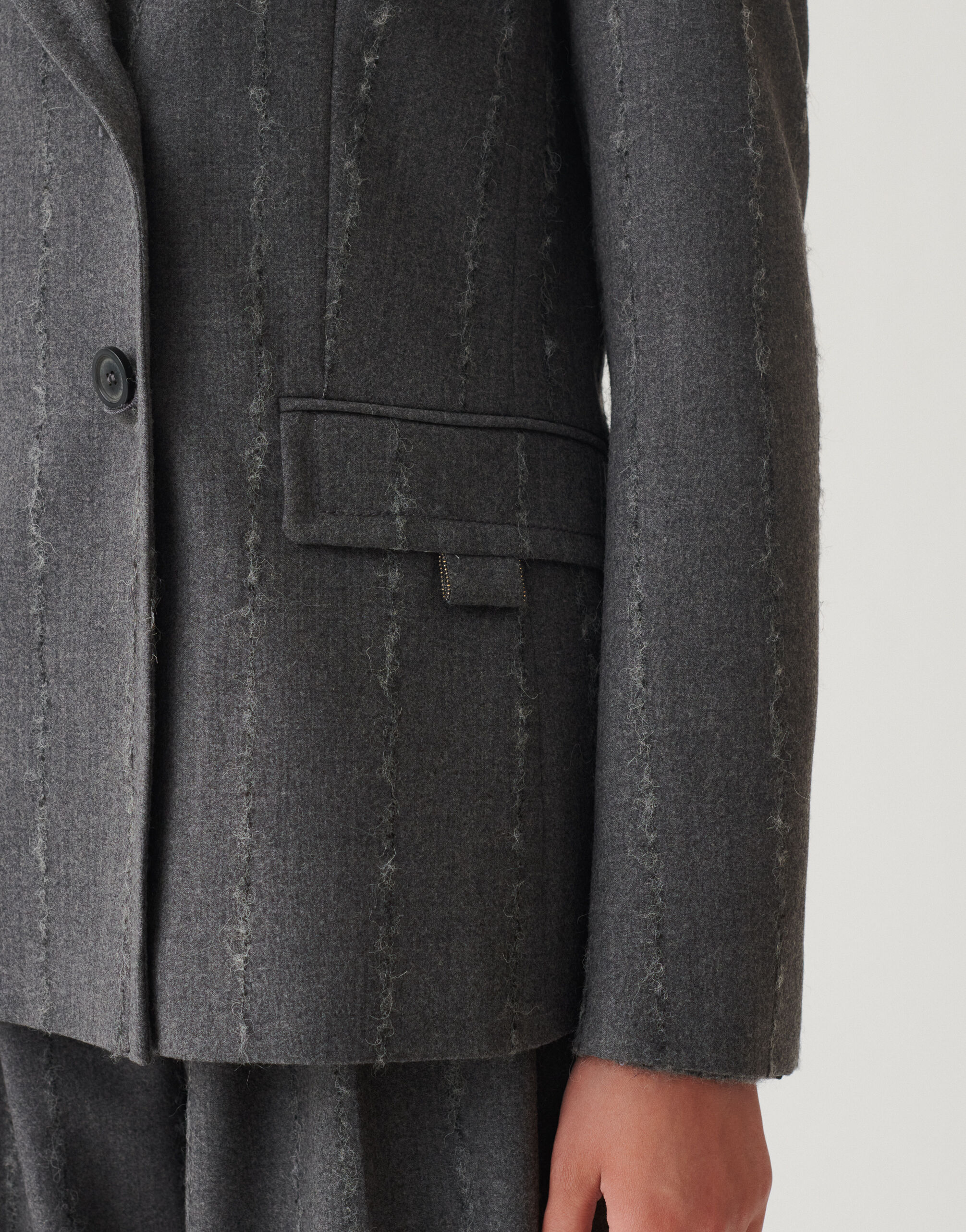 Fabiana Filippi Double-breasted pinstriped flannel jacket, charcoal Charcoal GCD226F177M4130000