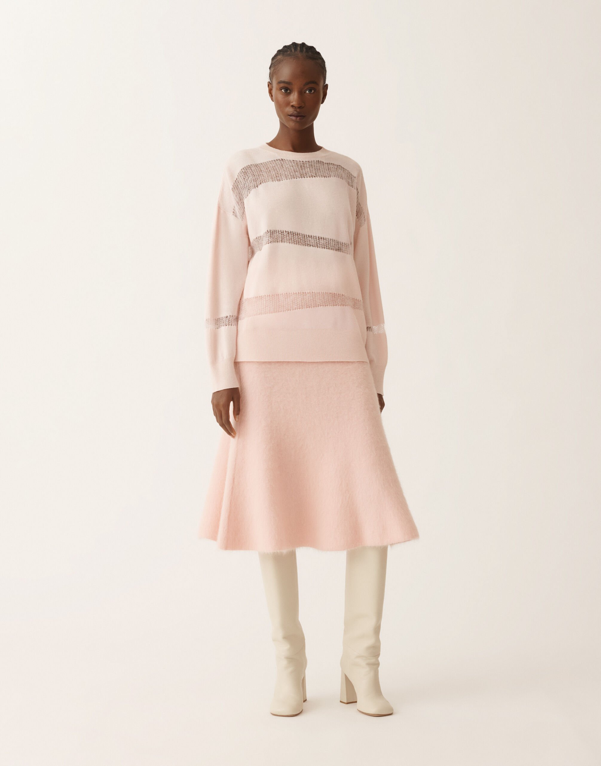 Fabiana Filippi Suéter en platino y mohair, rosa cuarzo Rosa MAD225F508L6400000