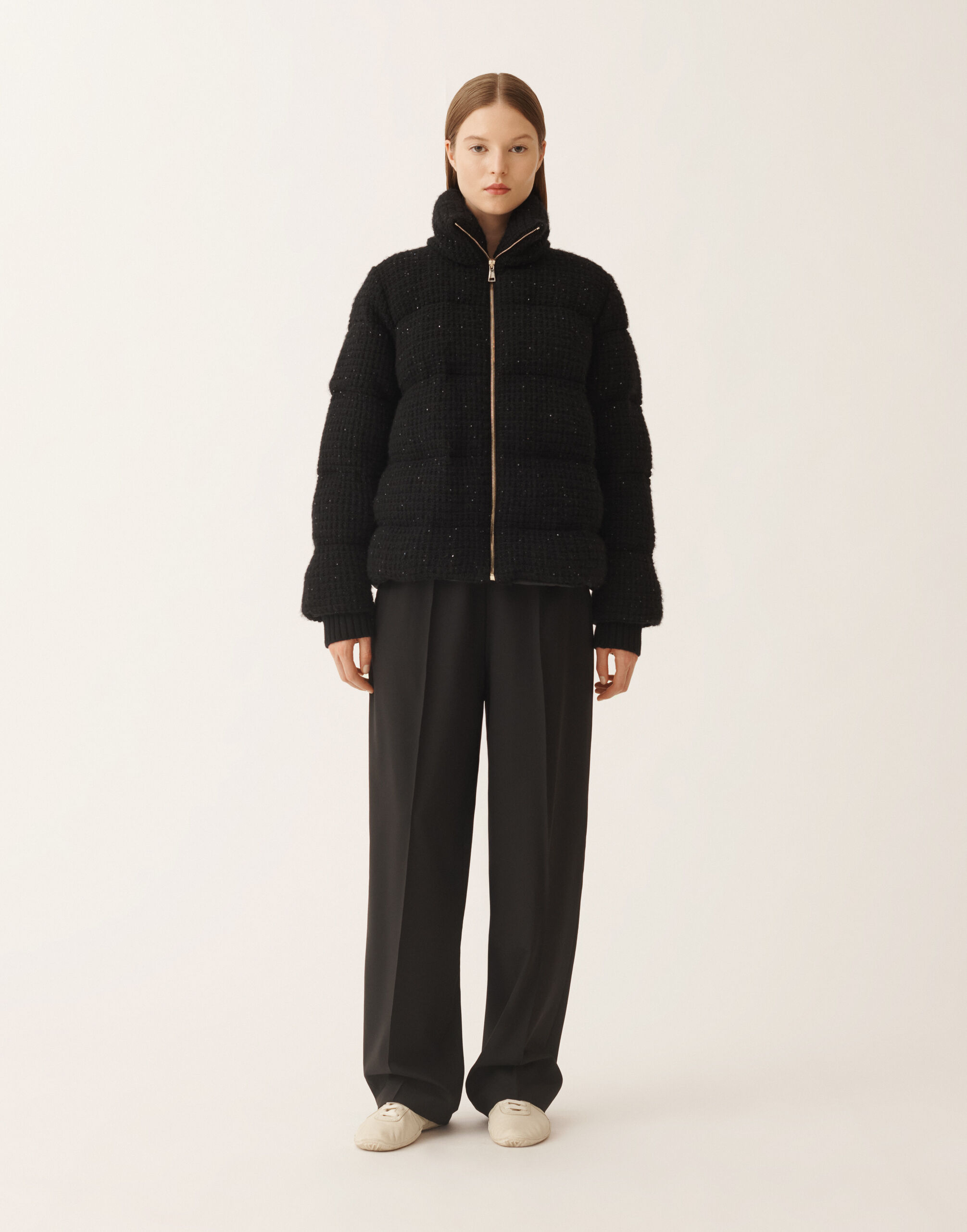 Fabiana Filippi Chaqueta de plumón en lana y seda con lentejuelas, negro Negro CTD225F672L6170000