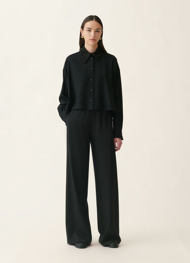 Cropped flannel shirt, black Fabiana Filippi Cropped flannel shirt, black Black CAD226F313M3940000