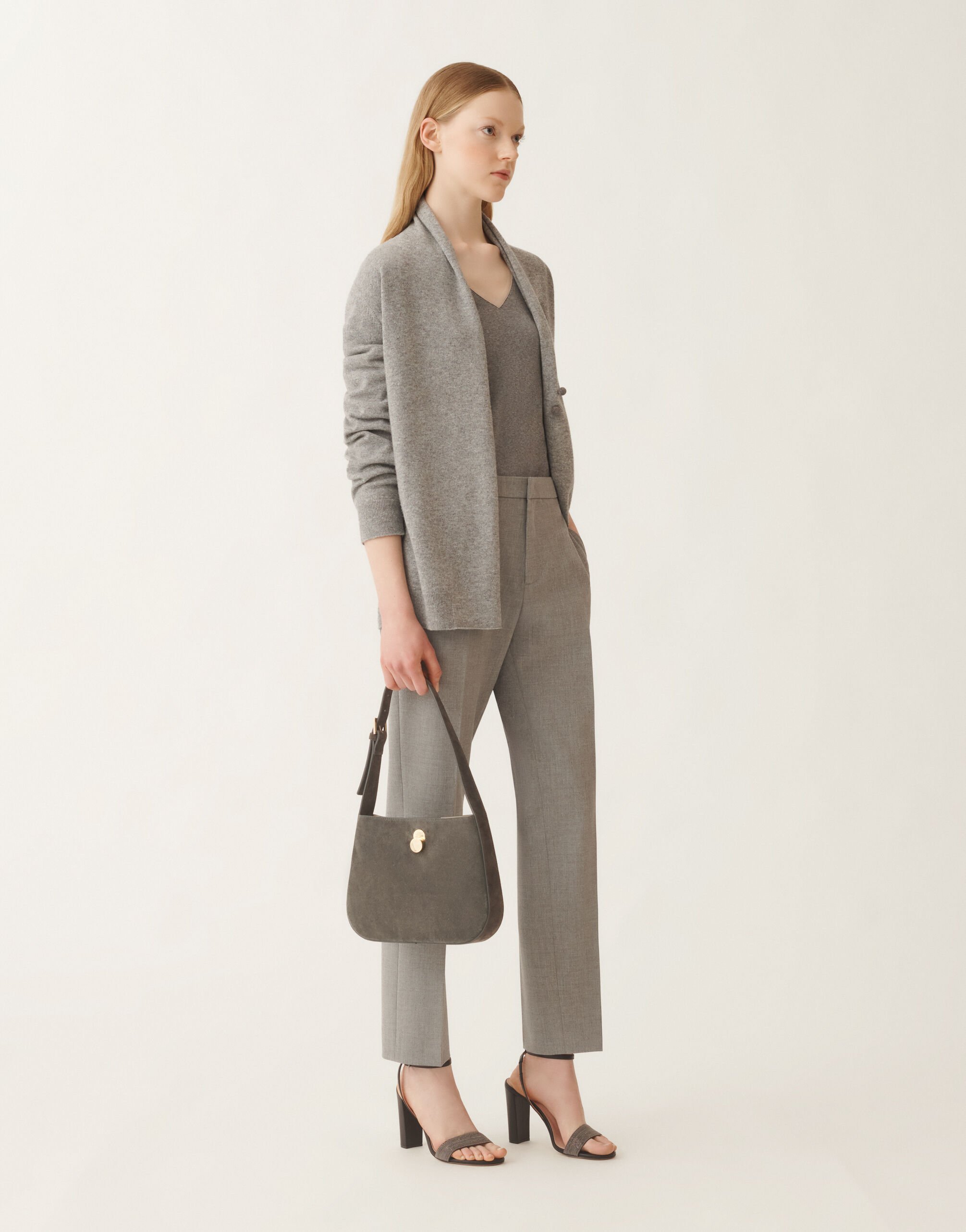 Fabiana Filippi Cardigan en Platinum, roche GRIS MAD215F059L5170000