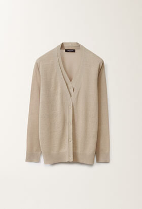 Fabiana Filippi Linen cardigan, greige BLACK MAD265F038L1610000