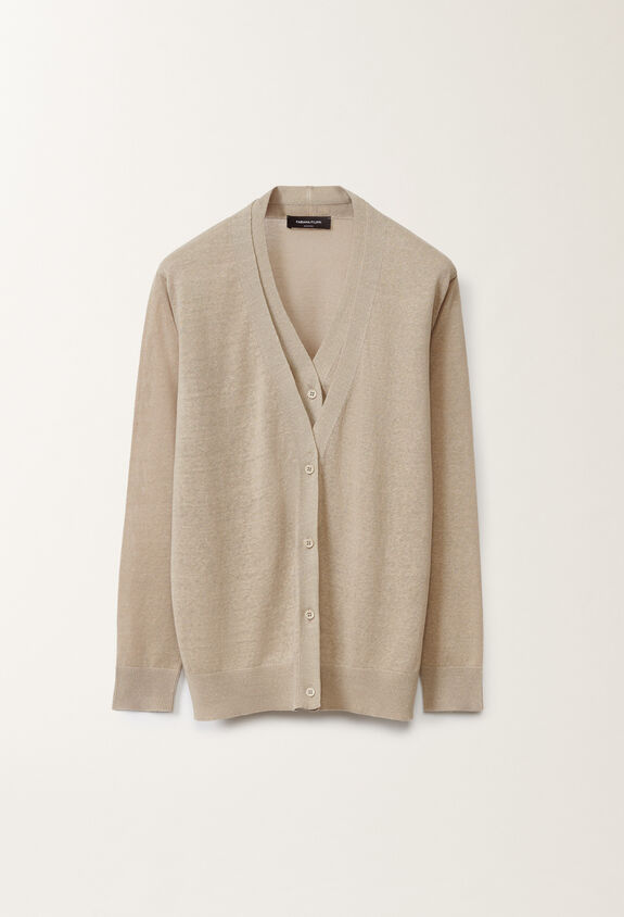 Fabiana Filippi Linen cardigan, greige GREIGE MAD275F339D8560000