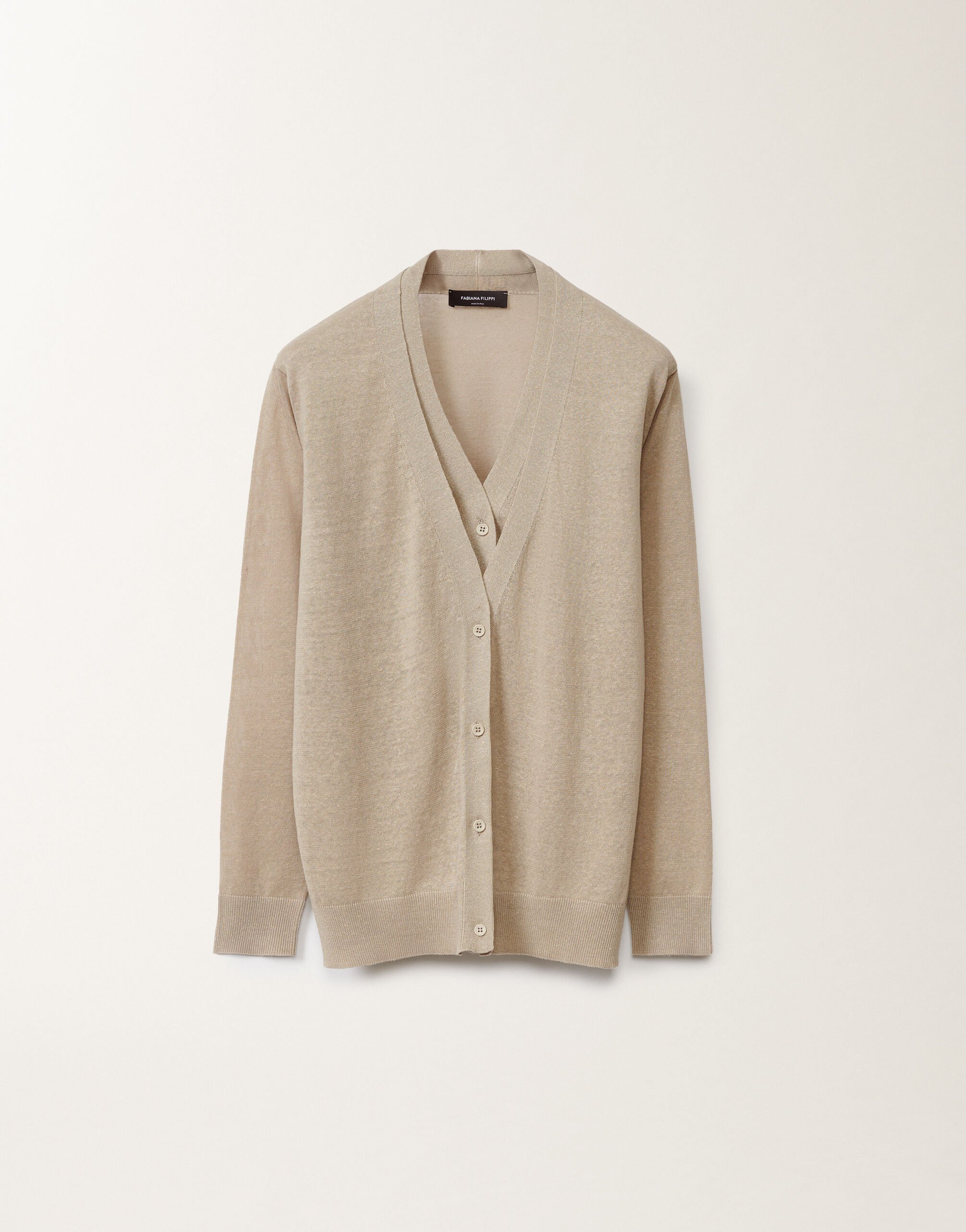 Fabiana Filippi Linen cardigan, greige GREIGE MAD275F339D8560000