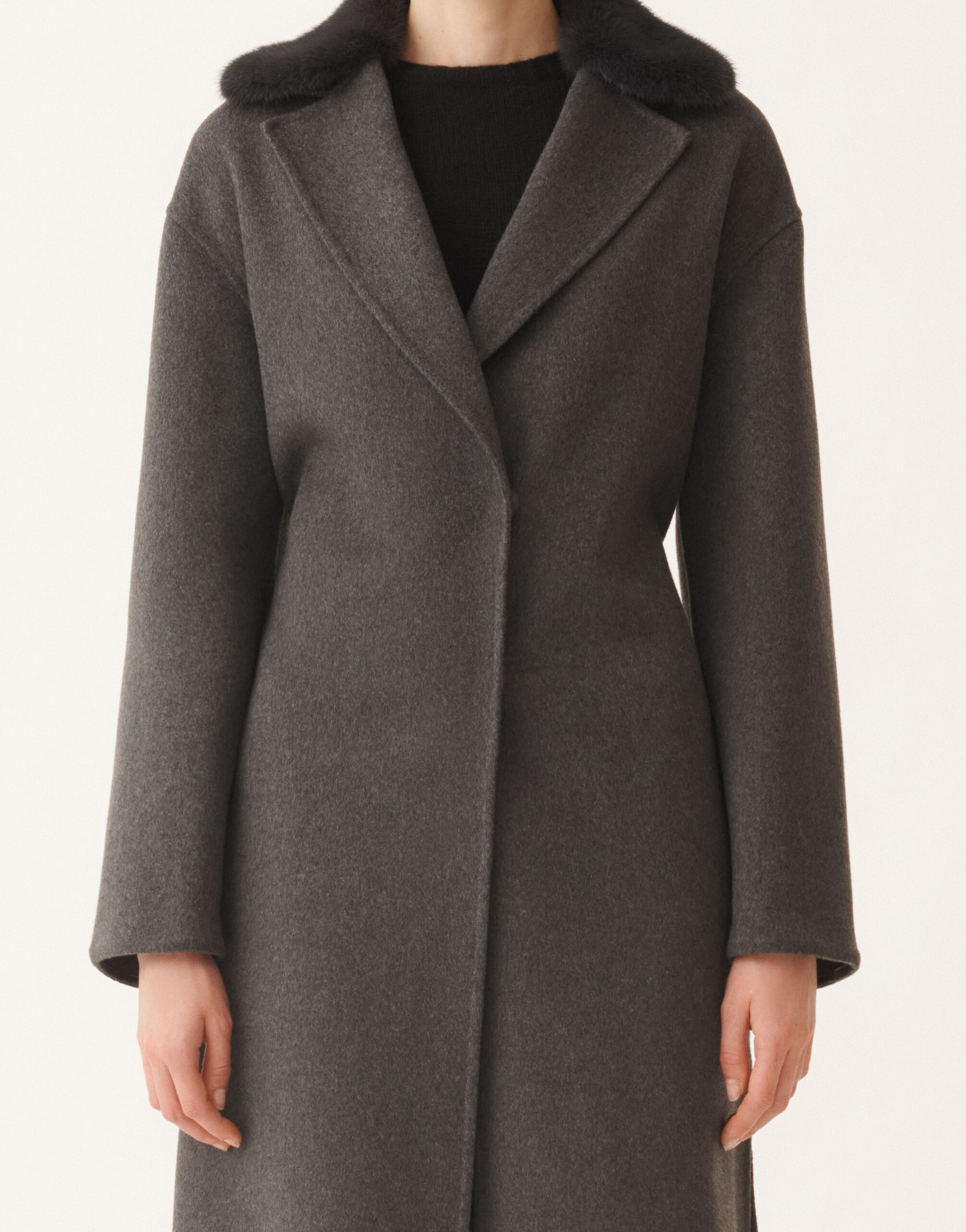 Double-faced cashmere coat, slate for Women | Fabiana Filippi®