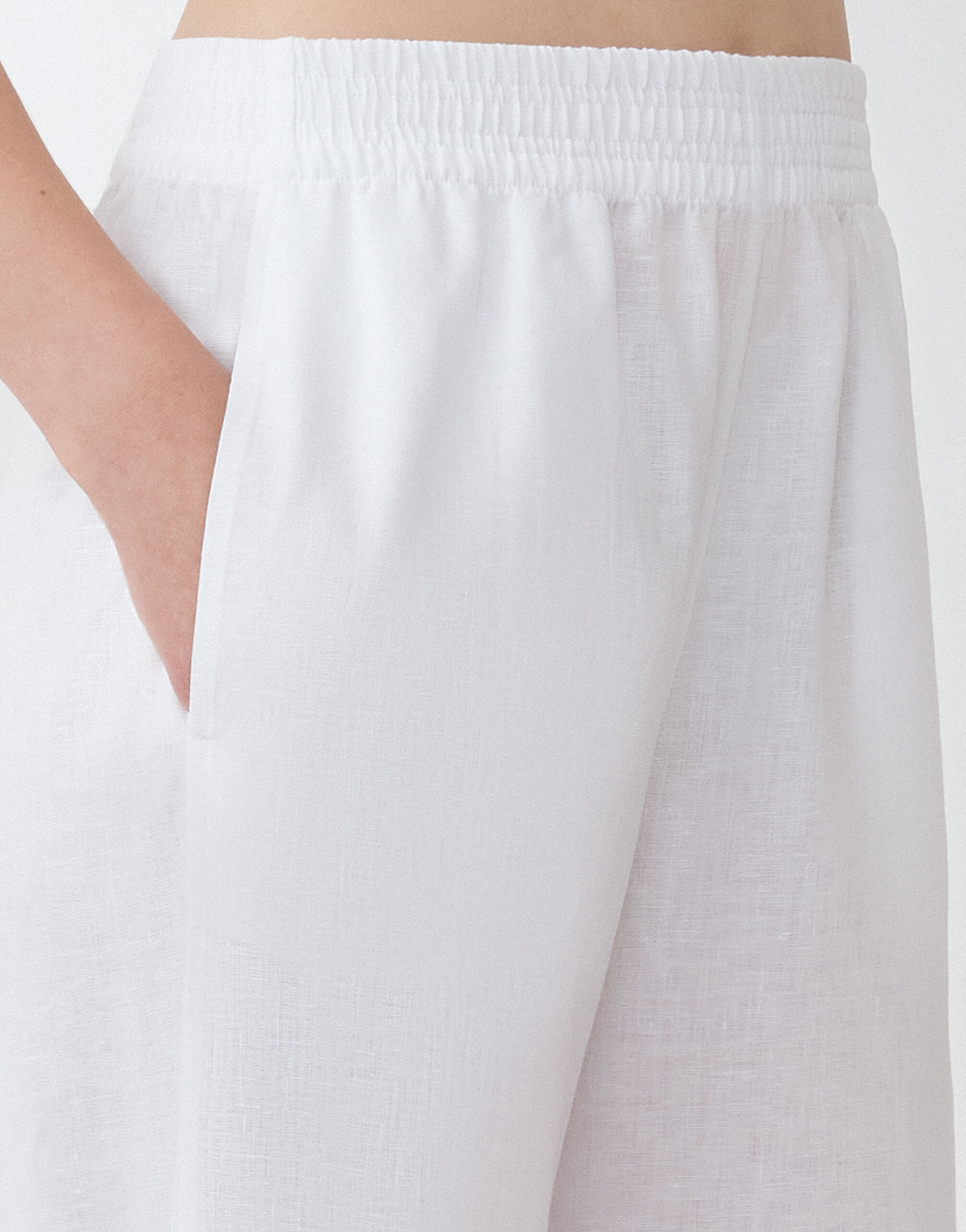 Fabiana Filippi LINEN CLOTH WIDE LEG TROUSERS WITH ELASTIC WAISTBAND OPTICAL WHITE PAD274F284D6610000