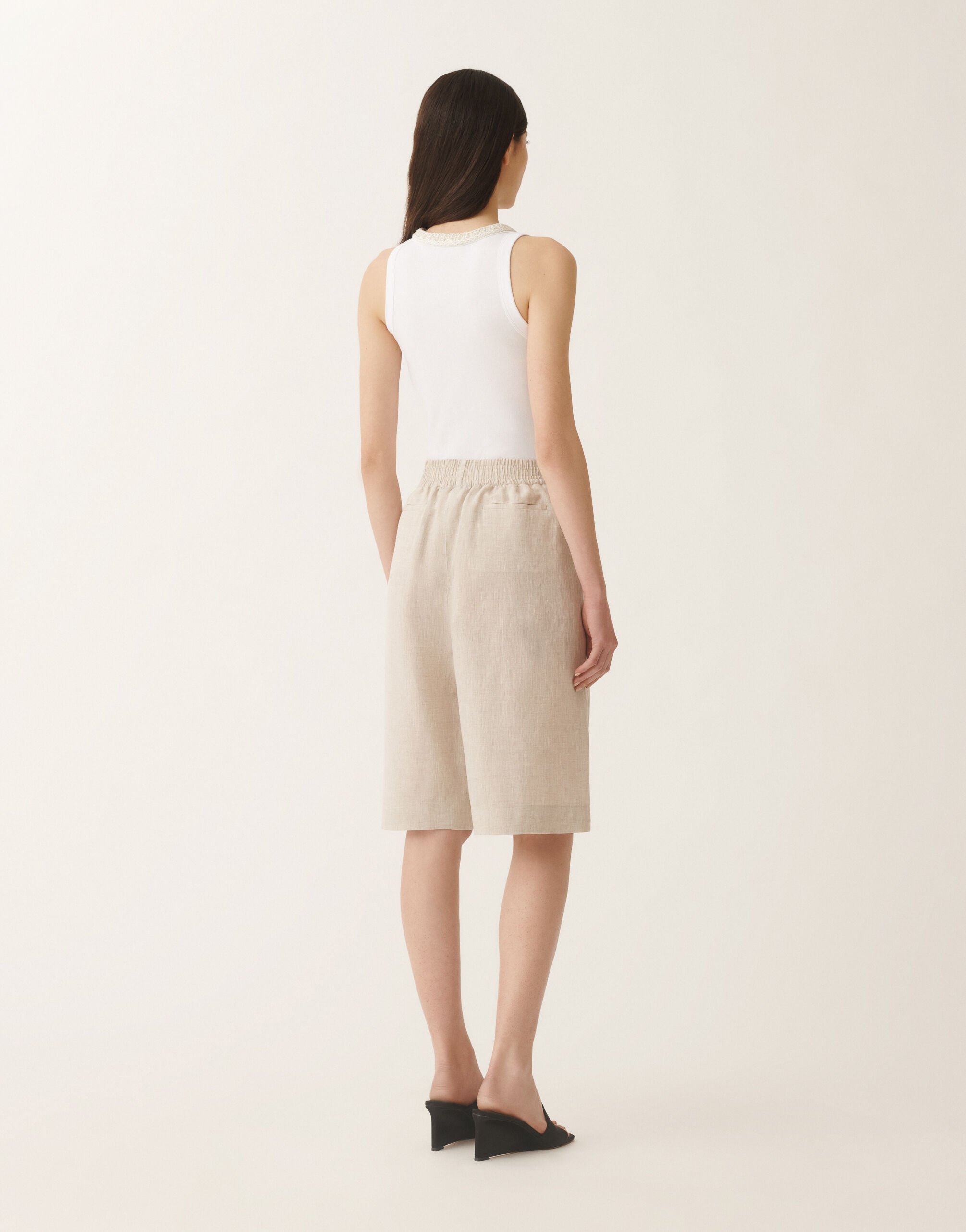 Fabiana Filippi Linen canvas Bermuda shorts, greige GREIGE PAD275F882D8350000