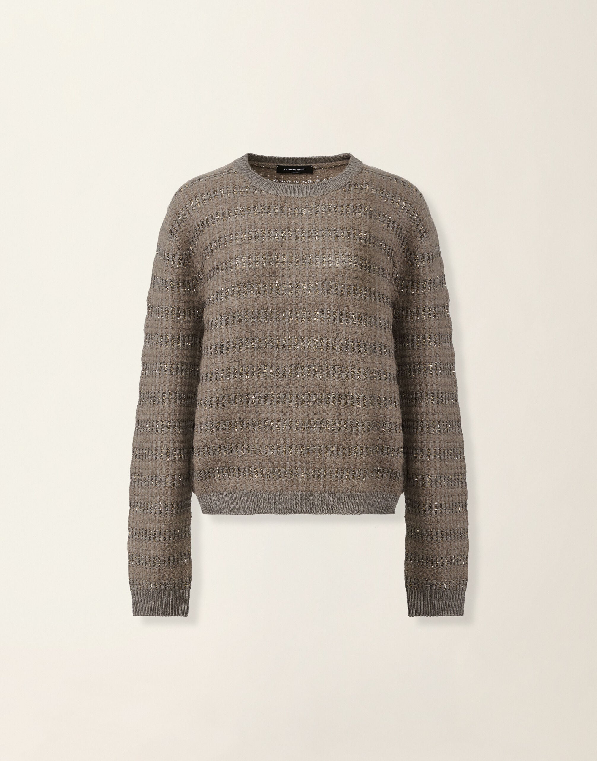 Fabiana Filippi Platinum and mohair sweater with sequin stripes, falcon Falcon MAD226F452M4200000