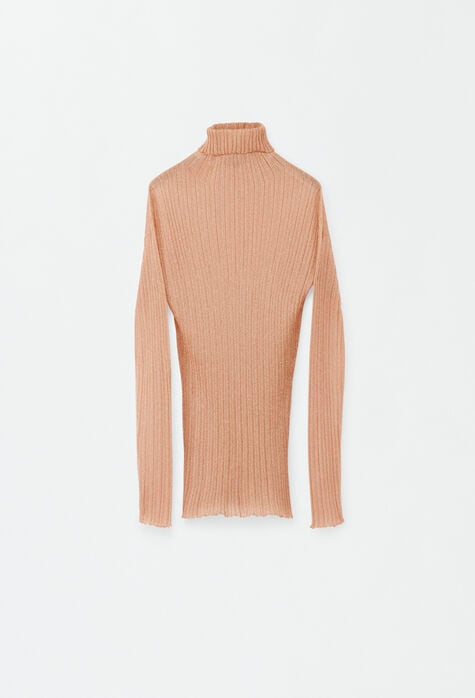 Fabiana Filippi Technical lurex sweater, rose gold MAD274F524D6640000