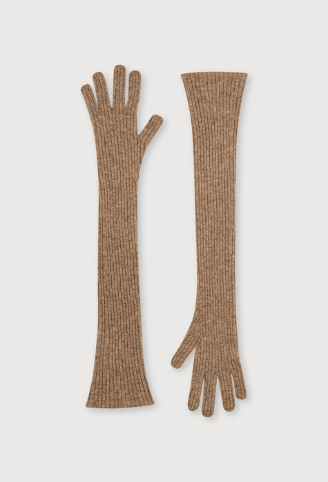 Fabiana Filippi Long cashmere gloves, camel SAD264A789D6420000