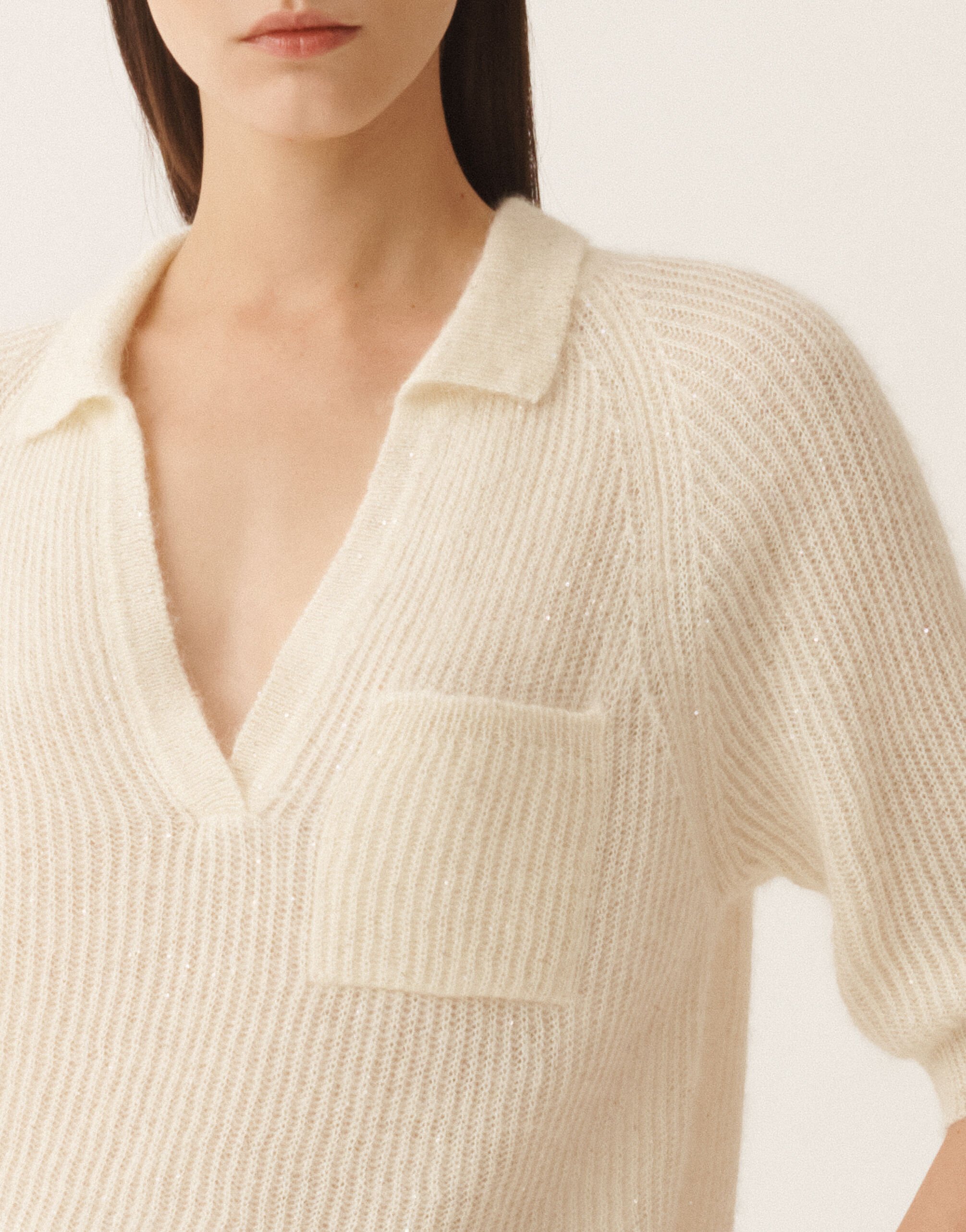 レディースMohair polo with sequins, raffia ニットウェア | Fabiana