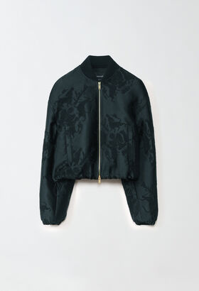 Fabiana Filippi FABULA VITAE JACQUARD BOMBER WITH KNIT COLLAR BLACK CTD214F382D7520000