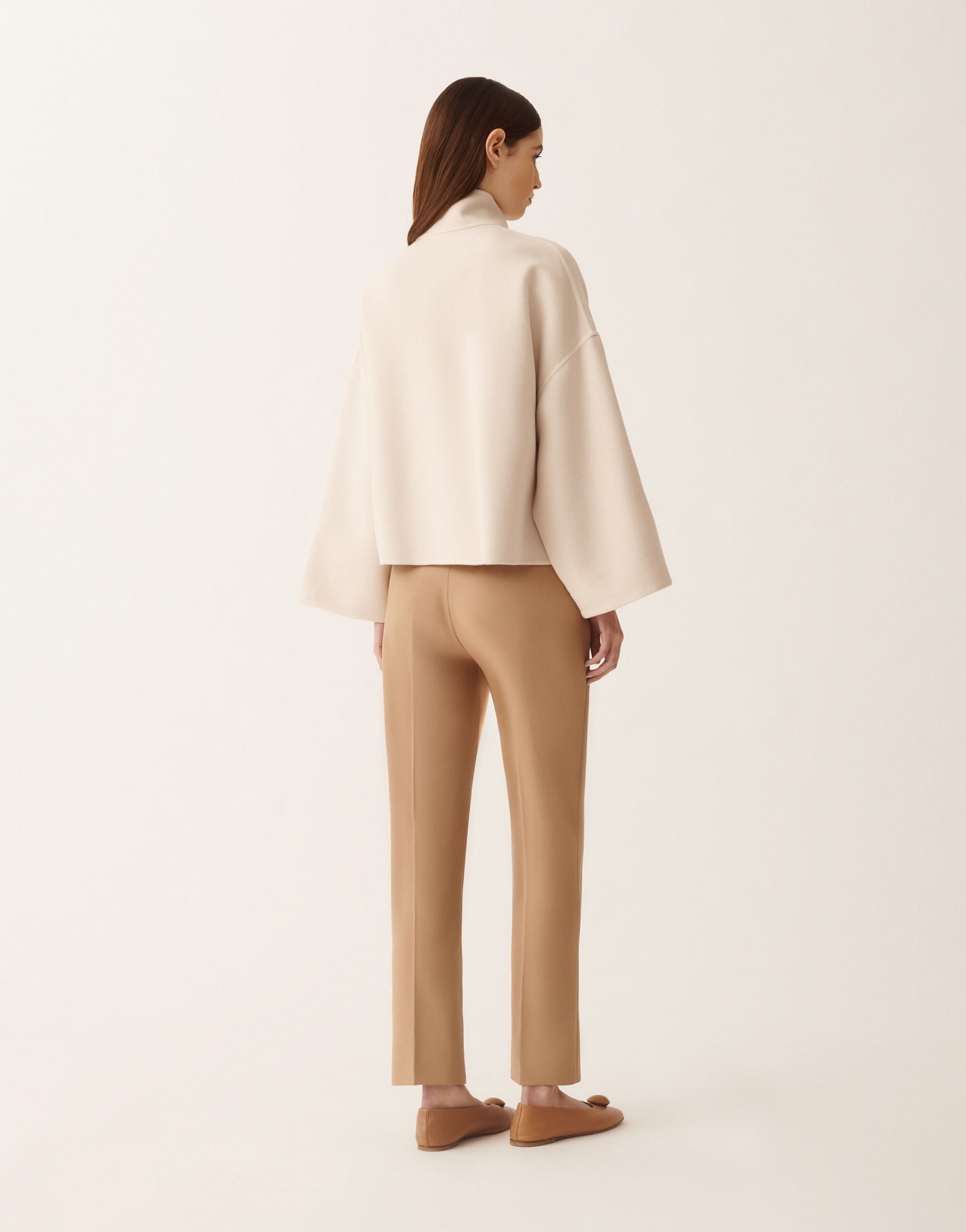 Fabiana Filippi Cropped boxy coat in double wool, kasha BEIGE CTD266F420L7360000