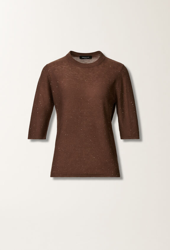 Fabiana Filippi Wool sweater with sequins, ebony BROWN MAD215F088L5570000