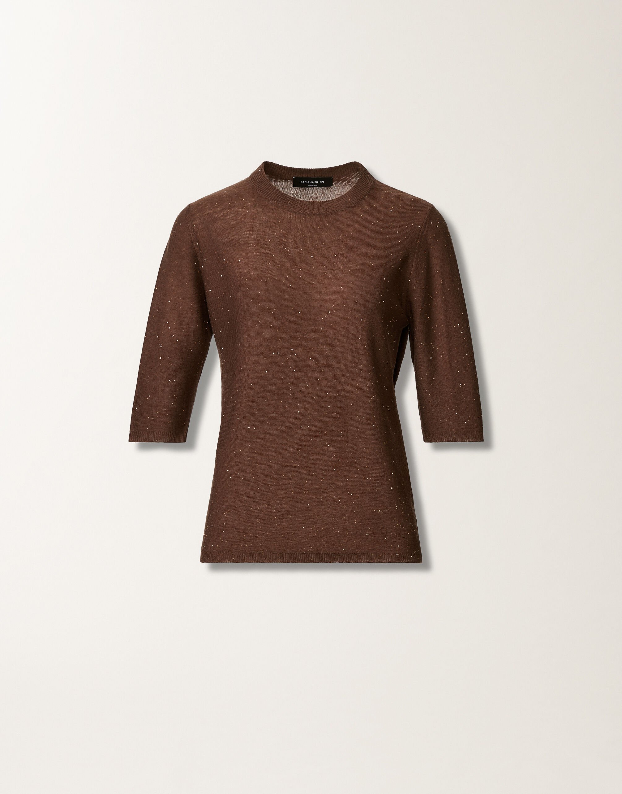 Fabiana Filippi Wool sweater with sequins, ebony BROWN MAD215F088L5570000