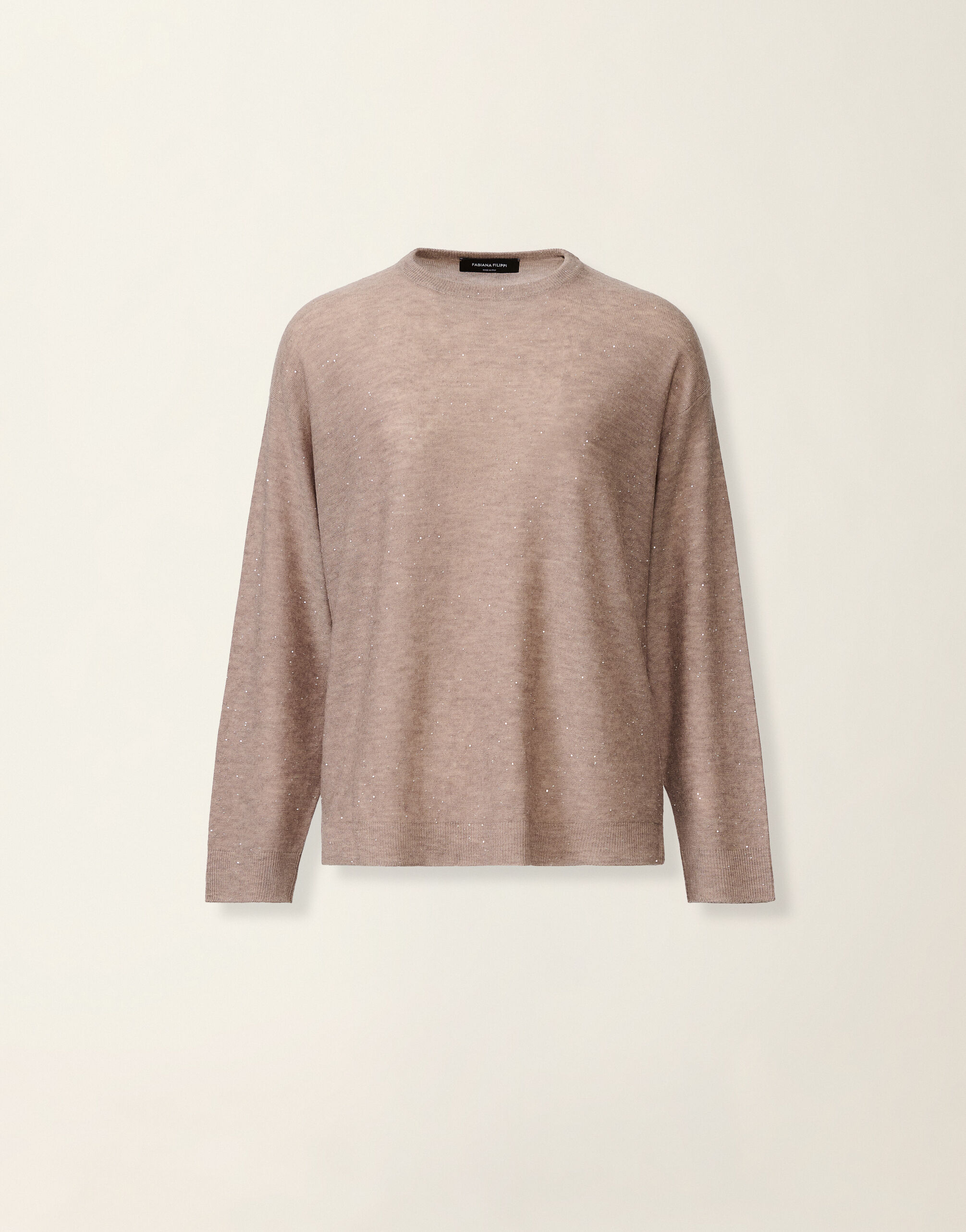 Pullover aus Wolle mit Pailletten, mocha Fabiana Filippi Pullover aus Wolle mit Pailletten, mocha Mocha MAD216F102D7220000