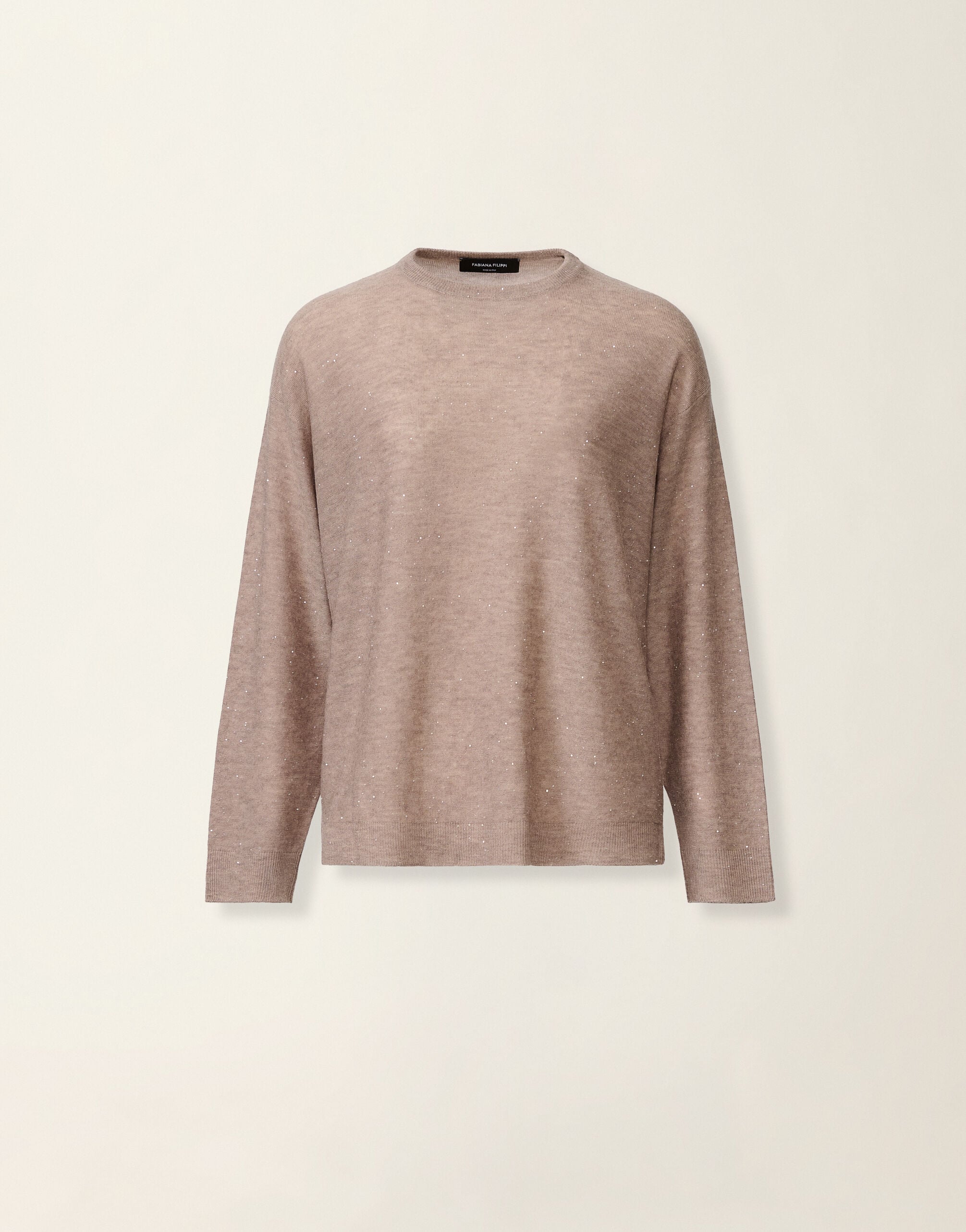 Pullover aus Wolle mit Pailletten, mocha Fabiana Filippi Pullover aus Wolle mit Pailletten, mocha Mocha MAD216F102D7220000