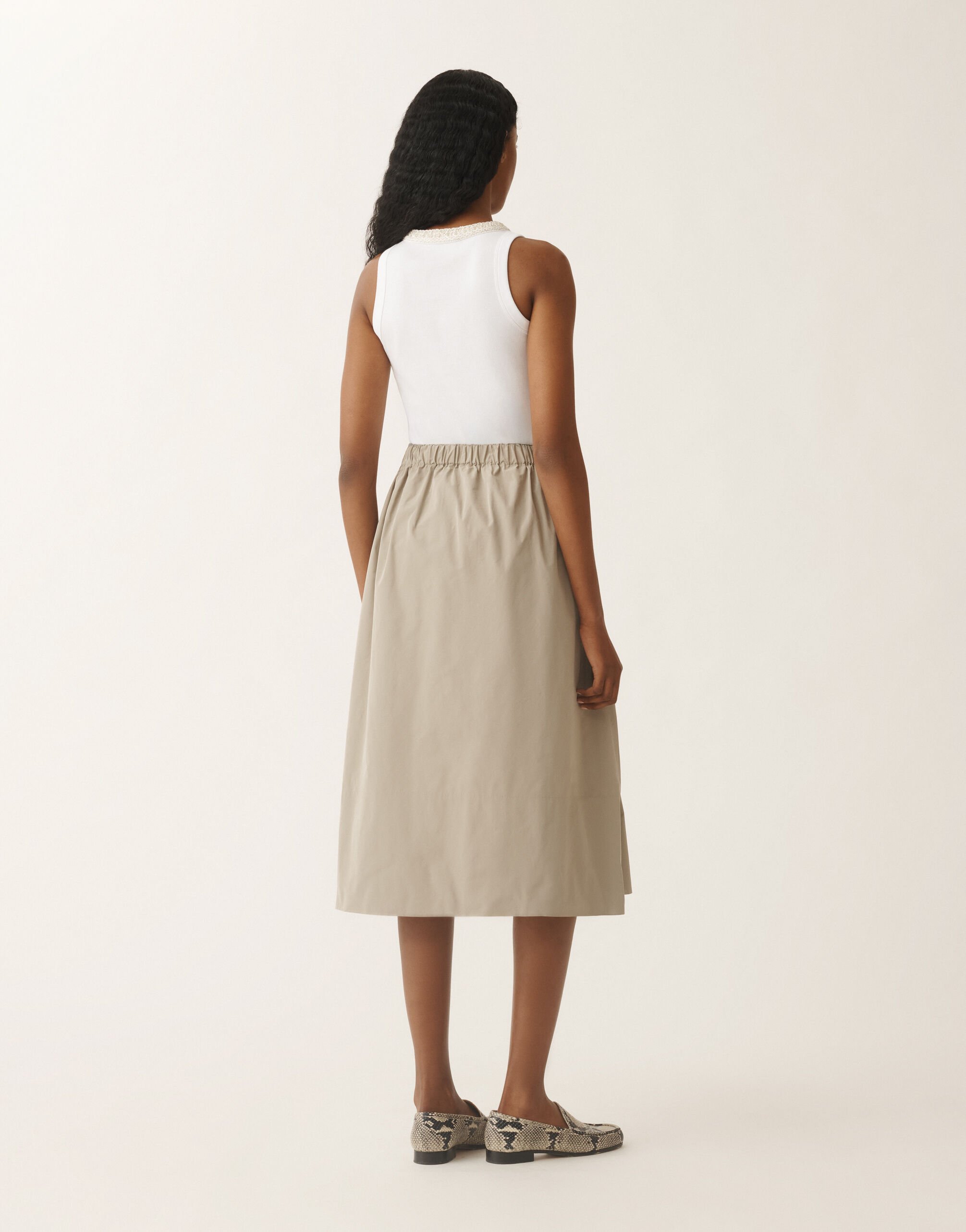 Fabiana Filippi Micro faille skirt, clay CLAY GND275F411L4600000