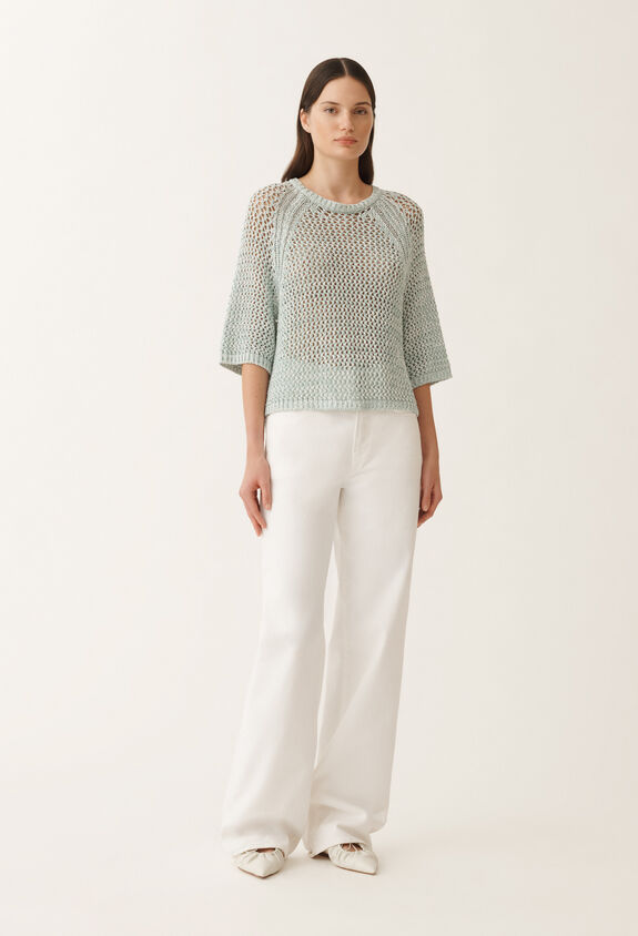 Fabiana Filippi Cape en mesh de coton, blanc et vert d’eau BLANC/VERT EAU MAD275F117L3830000