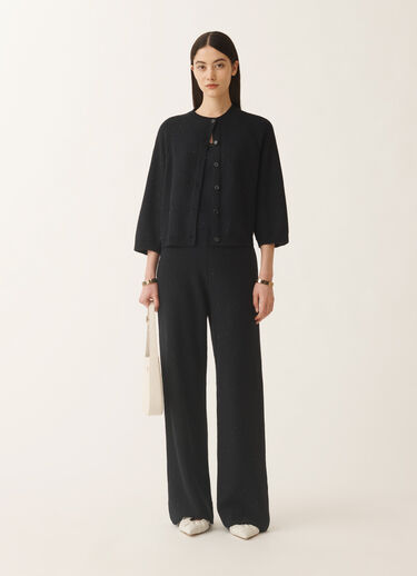Fabiana Filippi Cotton and linen trousers with sequins, midnight blue BLUE PAD265F351D2730000