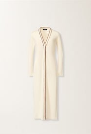Fabiana Filippi Long cardigan in organic cotton, butter, and wicker BUTTER MAD276F545M1810000
