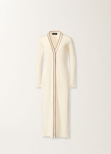Fabiana Filippi Long cardigan in organic cotton, butter, and wicker BUTTER MAD276F545M1810000