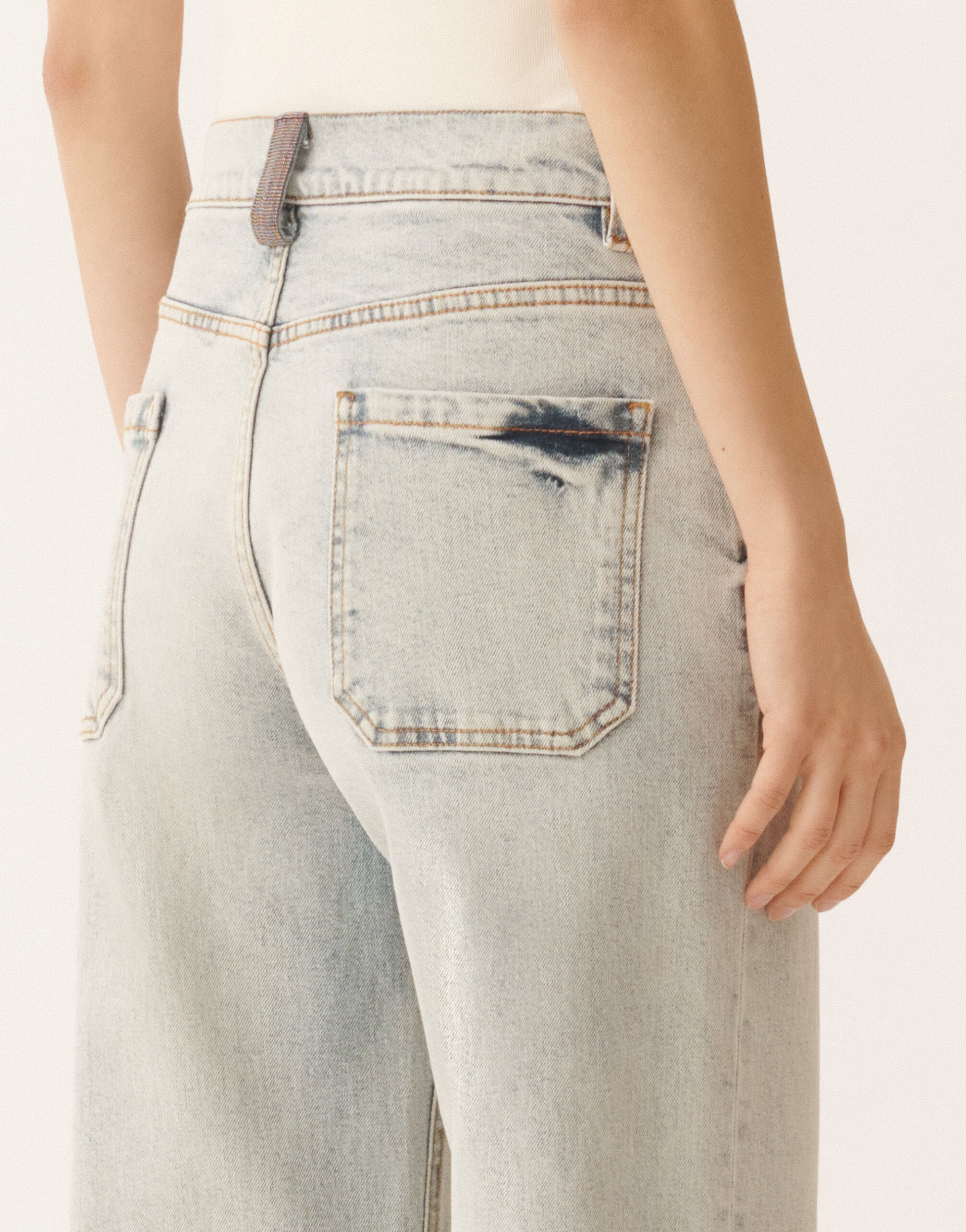 Fabiana Filippi Water-marbled denim pants Blue PAD266F347L7310000