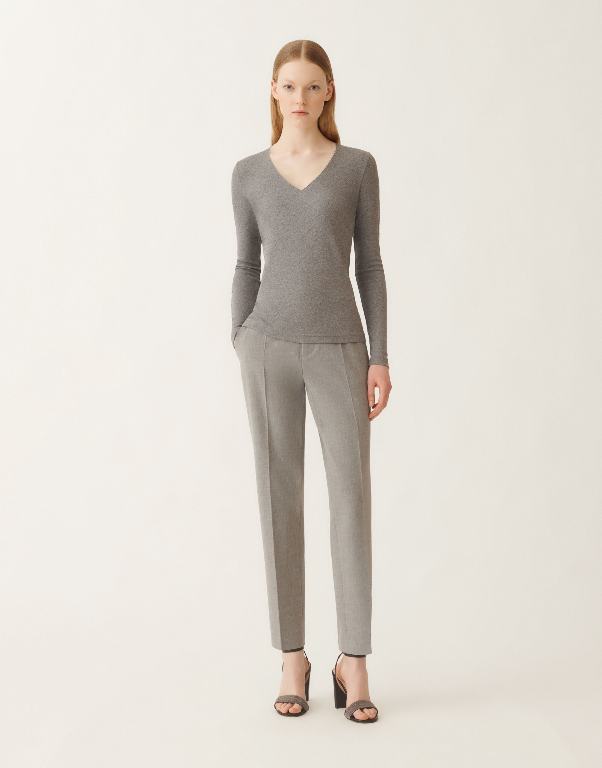 ファビアナフィリッピ トップス Jersey T-shirt, rock grey for Women | Fabiana Filippi®