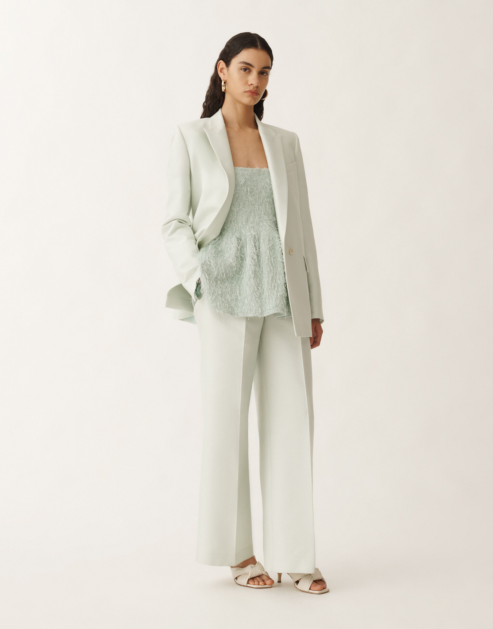 Fabiana Filippi Pantalone in cotone e seta mikado, verde acqua VERDE ACQUA PAD275F307D7870000