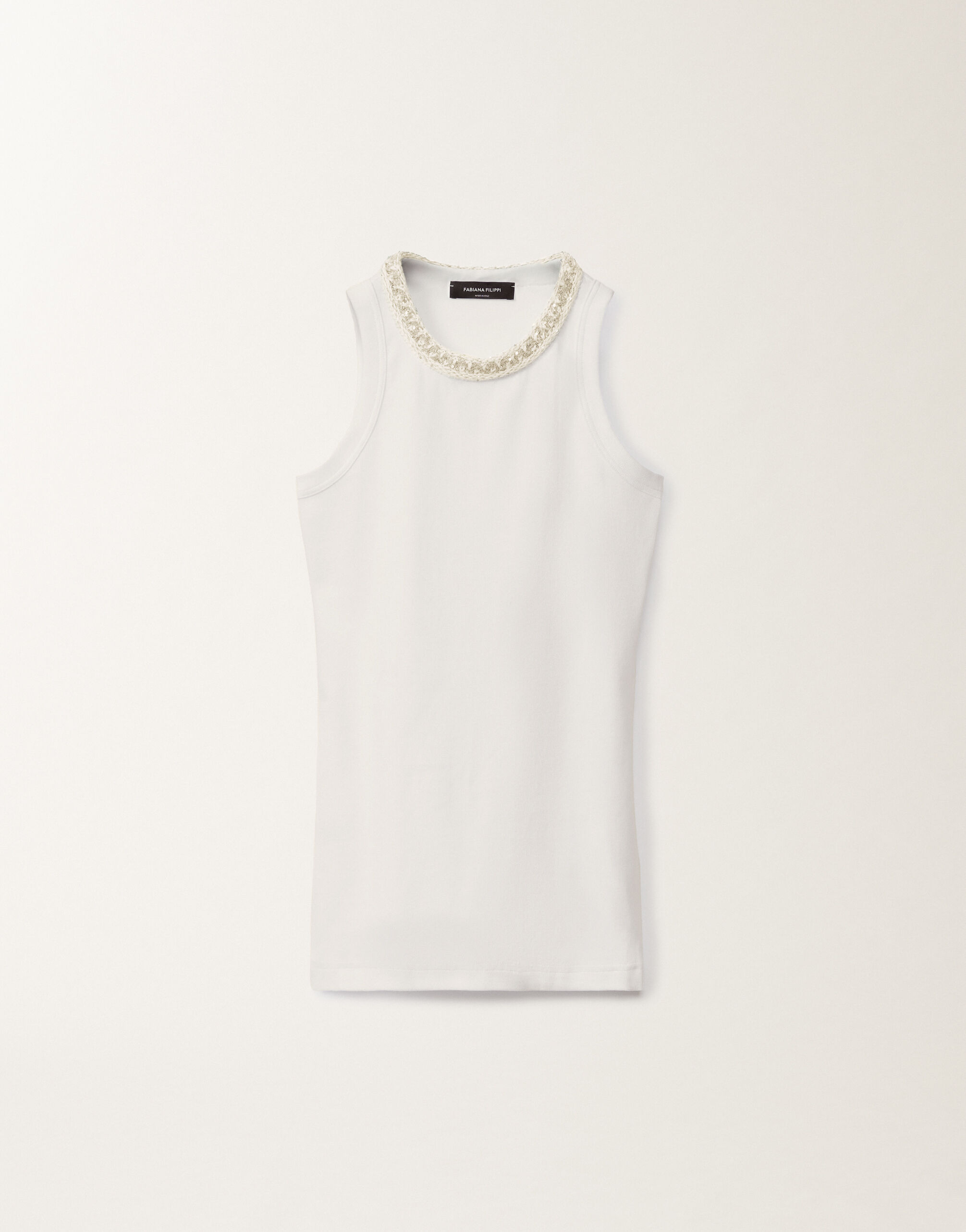 Fabiana Filippi Jersey vest top, optical white and white WHITE JED275F604L4540000
